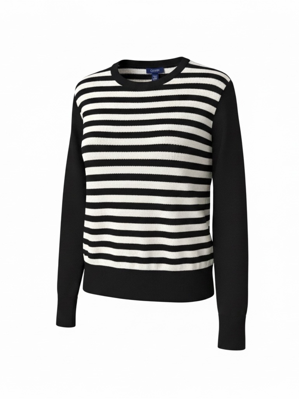 Chaps dark Navy and Cream Striped Crewneck Sweater Lightweight linen, and cotton